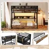 Hochbett 90 x 200 cm, Metallbett mit LED-Licht, Ablagebord, Produktbild-Vorschau 8