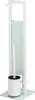 A white toilet brush holder with a glass accent, shown against a white background. Podgląd zdjęcia produktu