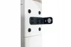 A close-up view of a white mounting bracket with black screws attached to a white surface. Produktbild-Vorschau