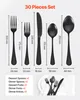 A diagram showing different pieces of cutlery with dimensions and a list of the set's contents. Produktbild-Vorschau