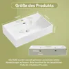 A diagram showing the dimensions of a white ceramic sink. Produktbild-Vorschau