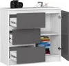 Kommode AKORD JERRY Weiß 80 cm Tür 3 Schubladen 2 Ebenen Produktbild-Vorschau 2