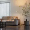 Moderne Stehleuchte Messing mit Leselampe inkl  LED Dim To Produktbild-Vorschau 9