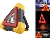 A collage of images showing a warning triangle LED flashlight, its use in different scenarios, and close-ups of its illuminated state. Voir les images du produit