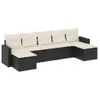 7-tlg. Garten-Sofagarnitur mit Kissen Schwarz Poly Rattan Produktbild-Vorschau 1