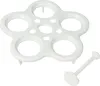 A white plastic egg holder with five circular slots and a separate white plunger-like accessory on a white background. Produktbild-Vorschau