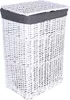 A white wicker laundry basket with a gray fabric lid, shown against a white background. Náhľad obrázku produktu