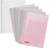A stack of spiral-bound college notebooks with pastel-colored covers. Produktbild-Vorschau