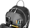 Close-up view of the inside of a black backpack, showing various items stored within its compartments. Náhľad obrázku produktu