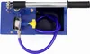 A top-down view of a blue pressure testing pump with a silver handle and a coiled purple hose. Anteprima dell’immagine prodotto