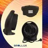 A collage of three black portable electric heaters against a gradient background. Produktbild-Vorschau