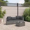 4-tlg. Garten-Sofagarnitur mit Kissen Grau Poly Rattan Produktbild-Vorschau 2