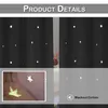 Product details for black curtains with white stars, including a close-up of stars glowing in the dark. Produktbild-Vorschau
