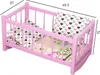 Ein Puppenbett aus Holz, eine rosa Wiege mit grauer Produktbild-Vorschau 10