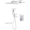 A diagram showing the dimensions of a shower system. Podgląd zdjęcia produktu