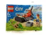 A sealed plastic bag containing a LEGO City hovercraft set with a minifigure, monkey, and turtle. Produktbild-Vorschau
