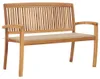 Panca da giardino impilabile con cuscino 128,5 cm in teak Anteprima dell’immagine prodotto 8