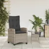 Gartensessel Verstellbar mit Kissen Grau Poly Rattan Produktbild-Vorschau 3