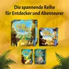 A collage of board game boxes for the "Lost Cities" series, set against a yellow, map-like background with jungle foliage. Produktbild-Vorschau