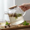 Teiera in vetro Relaxdays, coperchio in bambù, 1,8 litri, Anteprima dell’immagine prodotto 3
