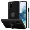 A black phone case with a ring holder is shown from multiple angles.