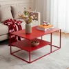 Tavolino 'Solund' in acciaio 90 x 60 x 45 cm rosso Anteprima dell’immagine prodotto 1