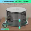 A retractable power outlet with USB ports and wireless charging is shown on a wooden surface. Produktbild-Vorschau