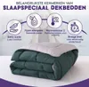 A folded duvet is shown with marketing icons and text highlighting its features. Produktbild-Vorschau