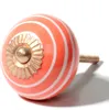 Möbelknauf aus Keramik Shabby Chic - Streifen - orange-weiß Produktbild-Vorschau 1