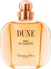 A studio shot of a Christian Dior Dune Eau de Toilette perfume bottle. Voir les images du produit