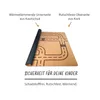 A rolled-up play mat with a road pattern, with text describing its features. Produktbild-Vorschau