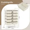 Pojízdný úložný vozík s 10 zásuvkami, bílý, mobilní Náhled obrázku produktu 2