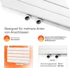 Close-up view of a white radiator with text and icons highlighting its features and specifications. Produktbild-Vorschau