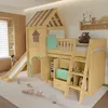 Hochbett 90x200 cm mit Rutsche & Kleiderschrank Kinderbett Produktbild-Vorschau 6