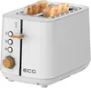 A white ECG toaster with two slices of toast in the slots, shown from a slightly angled front view. Voir les images du produit