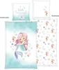Freigestellte Produktansicht von der Vorderseite und Rückseite vom Bettwäsche Set Meerjungfrau 135 x 200 cm + 80 x 80 cm 100% Baumwolle Productafbeelding-voorbeeld