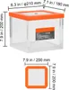 A diagram showing the dimensions of a clear acrylic vacuum chamber with an orange lid. Anteprima dell’immagine prodotto