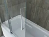 A close-up view of a shower door handle and the edge of a bathtub. Produktbild-Vorschau