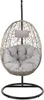 A hanging egg chair with cushions on a stand, isolated on a white background. Náhled obrázku produktu