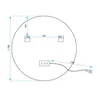A technical drawing of a round mirror with dimensions and mounting points indicated. Podgląd zdjęcia produktu