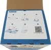 An image showing a set of instructions for a robot vacuum cleaner on the inside flap of its packaging. The instructions are laid out in a numbered diagram format and include a QR code for more information. Anteprima dell’immagine prodotto