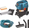 A collection of items related to a wet/dry vacuum cleaner, including the vacuum unit, filter, bags, extension tubes, hose, and various attachments. Náhled obrázku produktu