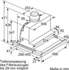A technical drawing with dimensions of a kitchen hood. Voir les images du produit