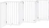 A white, foldable dog gate with six panels is shown against a white background. Podgląd zdjęcia produktu