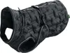 A black quilted dog coat is shown against a white background. Produktbild-Vorschau