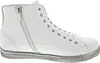 A side view of a white high-top sneaker with silver accents. Produktbild-Vorschau