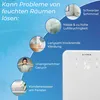 Collage showing problems solved by a dehumidifier and the device itself. Produktbild-Vorschau