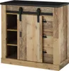 A rustic-style wooden sideboard with sliding barn doors and drawers. Produktbild-Vorschau