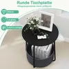 Tavolino rotondo COSTWAY, tavolino da divano con cestino Anteprima dell’immagine prodotto 4