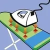 An illustration of an electric iron on an ironing board, with arrows indicating heat transfer. Anteprima dell’immagine prodotto